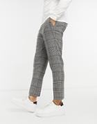 Gianni Feraud Skinny Fit Brown Overplaid Cropped Suit Pants-grey