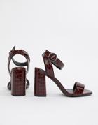 New Look Croc Effect Heeled Sandal - Red