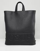 Hugo Victorian Logo Leather Tote Backpack In Black - Black