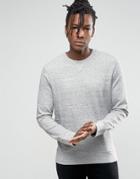 Selected Homme Crew Neck Sweatshirt In Melange Jersey - Gray