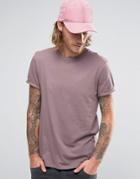 Asos T-shirt With Crew Neck And Roll Sleeve In Purple - Purple