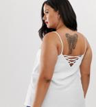 New Look Curve Cross Back Cami In White