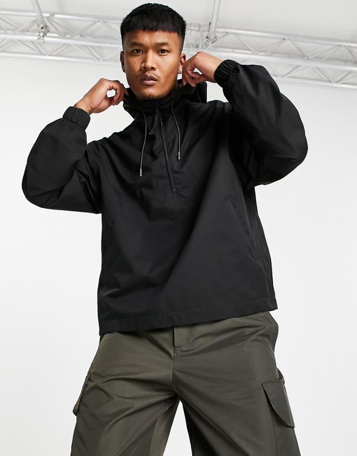 Asos Design Overhead Waterproof Rain Jacket In Black