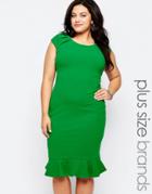 Goddiva Plus Dress With Ruffle Hem - Jade