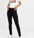 Only Tall Mid Waist Skinny Jeans In Black