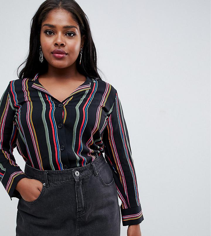 New Look Curve Stripe Shirt - Black