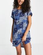 Lauren By Ralph Lauren T-shirt Nightdress In Blue Pattern-blues