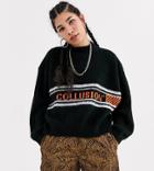 Collusion Brushed Printed Sweater In Black