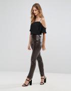 Oeuvre Faux Leather Leggings - Red