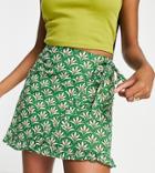 Urban Threads Tall Wrap Front Tie Side Mini Skirt In Green-multi