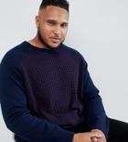 Another Influence Plus Waffle Front Sweater - Navy