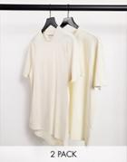 Another Influence 2 Pack Boxy Oversized T-shirts In Beige & Ecru-multi