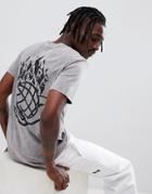 Globe Back Print T-shirt In Washed Black - Black