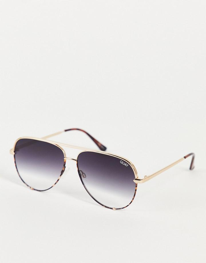 Quay High Key Mini Womens Aviator Sunglasses In Pink