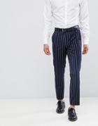 Devils Advocate Slim Navy And Burgundy Stripe Suit Pants - Navy