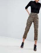Asos Original Mom Jeans In Leopard Print - Multi