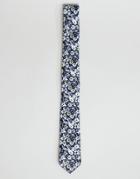 Asos Design Floral Wedding Tie In Blue - Blue