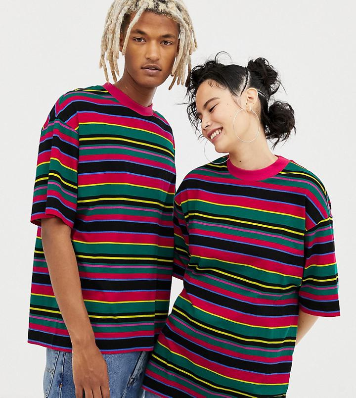 Collusion Unisex Multi Stripe T-shirt - Multi
