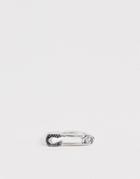 Asos Design Ring In Single Safety Pin Design In Silver Tone - Silver
