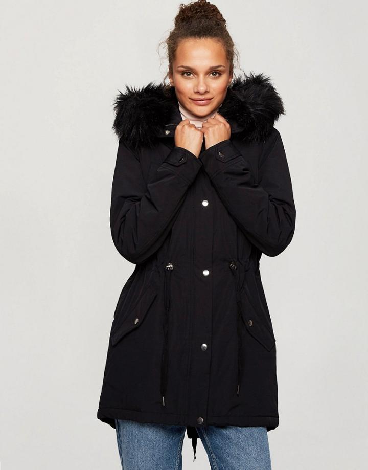 Miss Selfridge Luxe Parka In Black