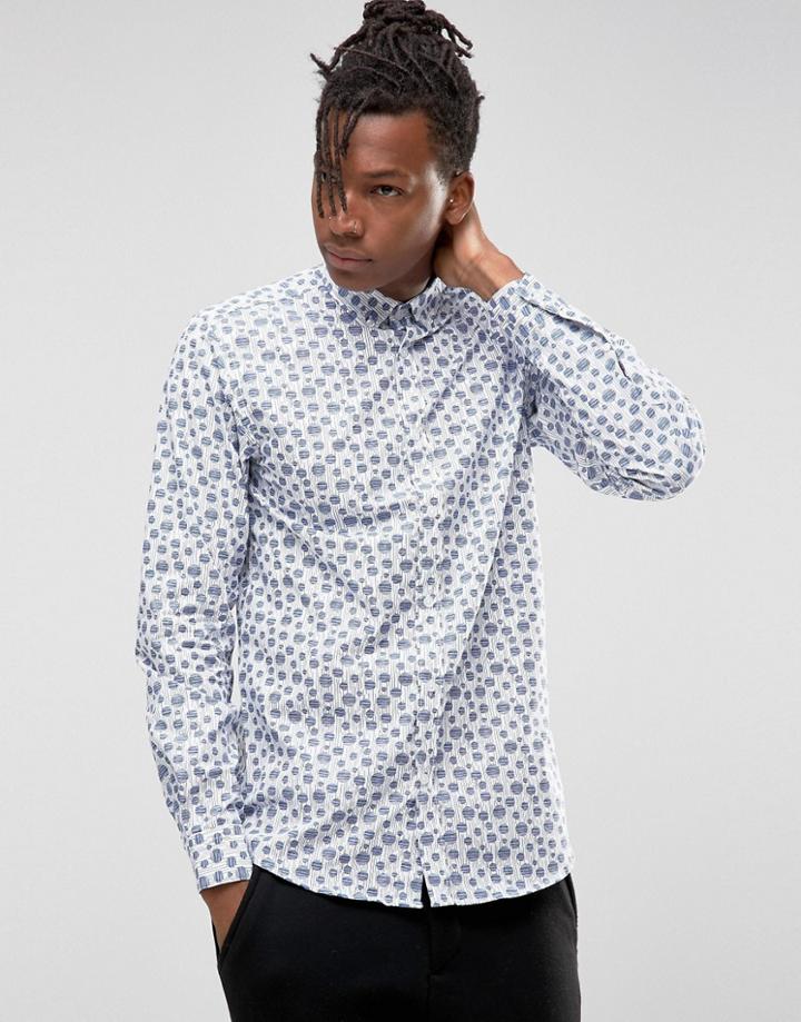 Selected Printed Geo Shirt - White