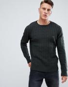 French Connection 100% Cotton Logo Cable Knit Sweater-green