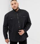 Collusion Plus Oversized Western Denim Shirt In Washed Black - Black