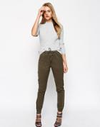 Asos Premium Utility Canvas Cuffed Pants - Green