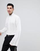 Asos Regular Fit Shirt With Ruched Collar - White