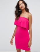 Warehouse Ruffle One Shoulder Mini Dress - Pink
