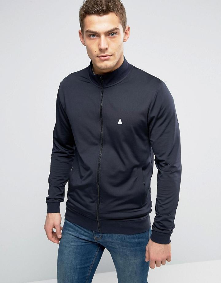 Asos Jersey Track Jacket In Navy With Logo - Navy