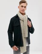 Asos Design Knitted Standard Scarf In Stone