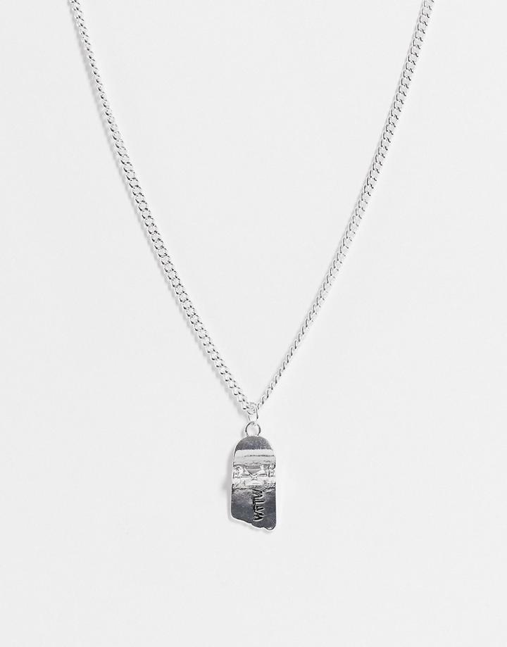 Wftw Broken Skateboard Chain Pendant In Silver