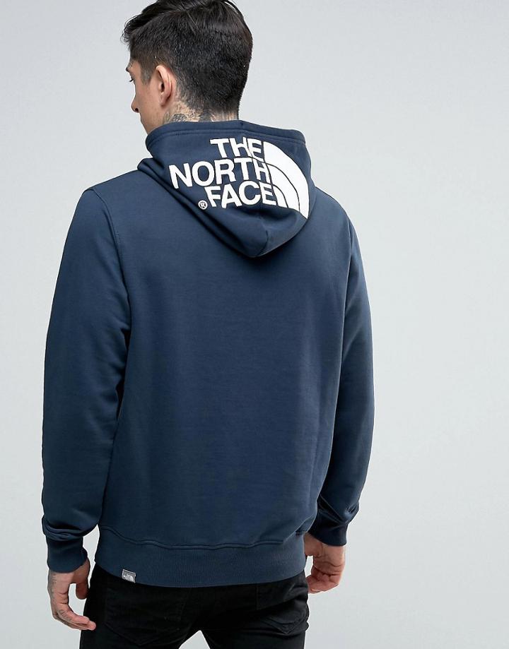 The North Face Drew Peak Hoodie Light Logo Hood In Navy - Navy