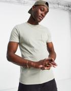French Connection Pocket T-shirt In Sage-green