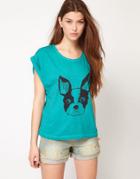 Brat & Suzie Boston Terrier Roll Sleeve Top - Blue