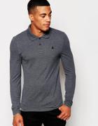Asos Muscle Fit Polo Shirt With Long Sleeves - Charcoal Marl