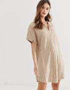 Rhythm Bahamas Beach Shirt Dress In Sunburn Stripe - Orange