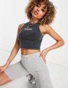 Asos Weekend Collective Hourglass Racer Tank Top With Logo In Washed Charcoal-grey