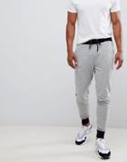 Asos Design Skinny Joggers In Gray Nep With Contrast Cuffs And Waistband - Gray