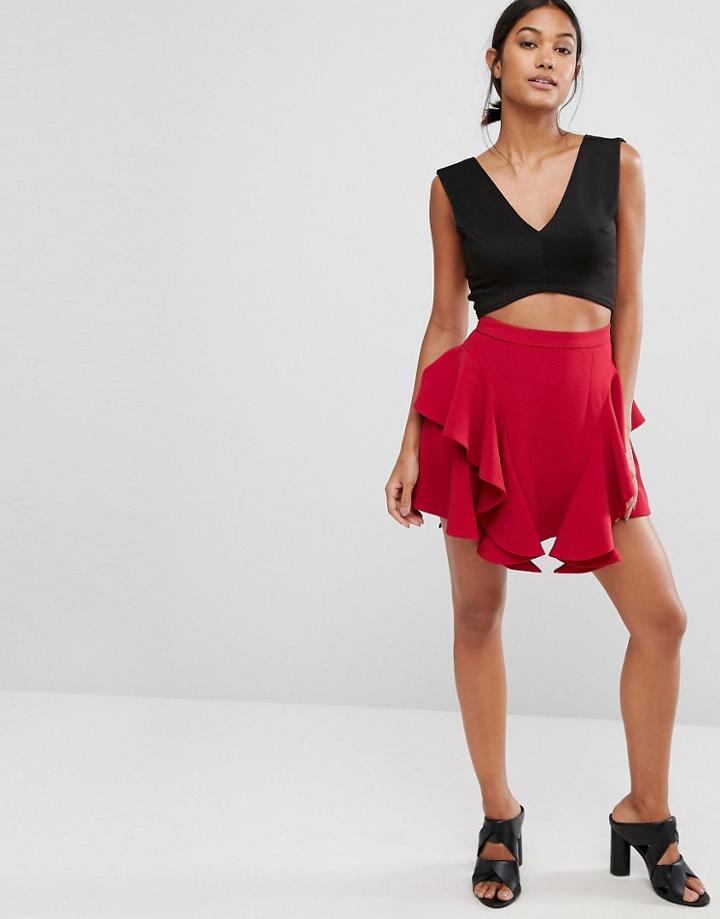 C/meo Collective Heart Ruffle Skirt - Red