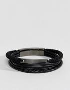 Fossil Woven & Leather Bracelets In Black - Black