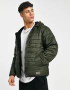 Free Country Brick Puffer Jacket Sherpa Lining In Dark Olive-green