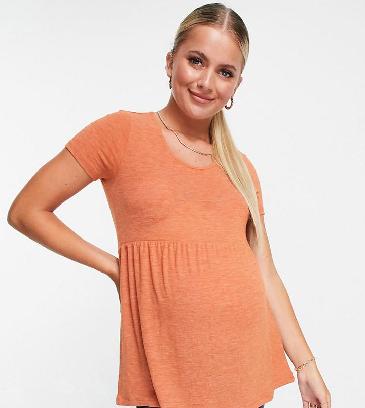 Mama. Licious Peplum T-shirt In Brown