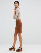 Warehouse Short Suede Skirt - Beige