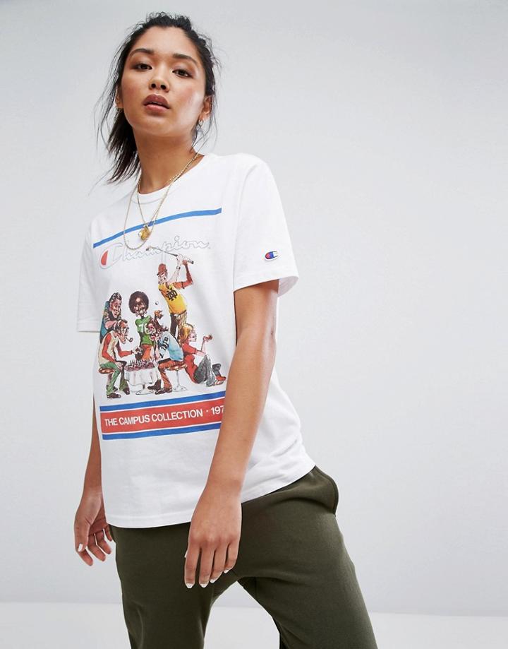 Champion T-shirt With Retro Print - White