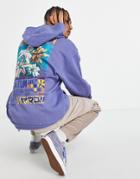 Asos Design Oversized Hoodie In Blue With Large Floral Back Print