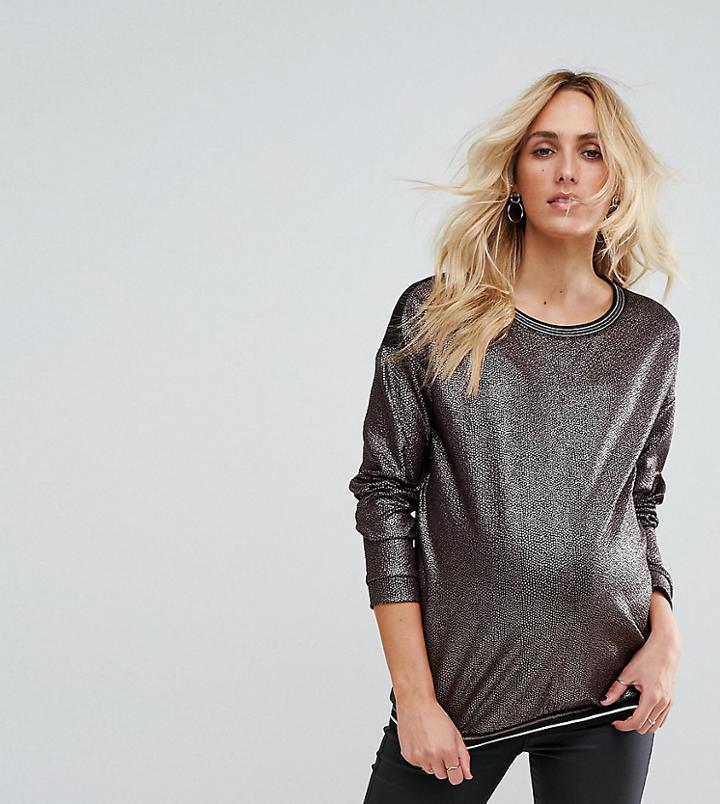 Supermom Maternity Metallic Dot Sweatshirt With Tipping - Brown