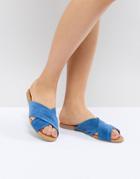 Pieces Cross Over Flat Mule - Blue