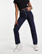 Levi's 501 High Rise Straight Leg Crop Jean In Dark Wash Blue-blues